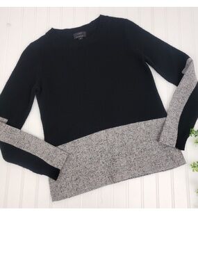 J Crew Donegal Sweater-  Black & Gray Colorblock - size XS - cashmere blend